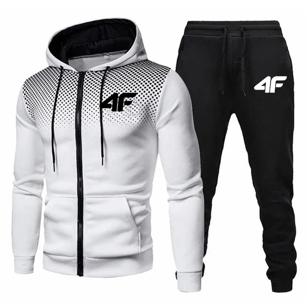 Autumn/Winter Men's sportswear Jogging casual outdoor fitness two-piece stylish zipper jacket + running pants suit