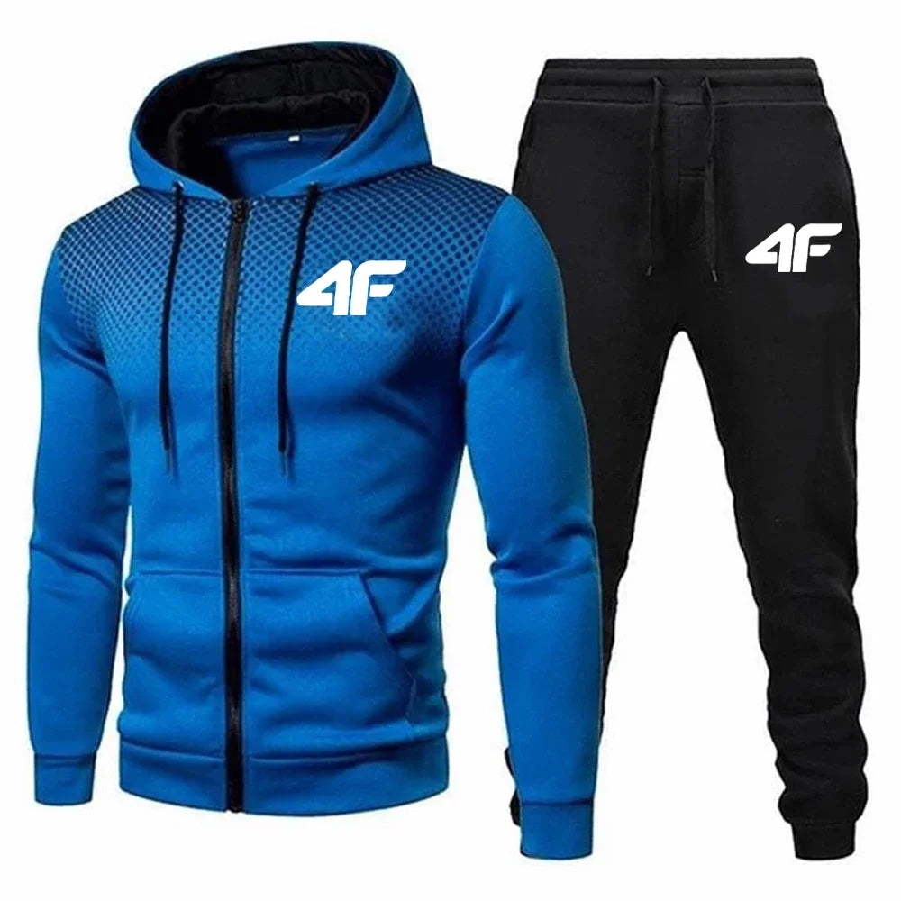 Autumn/Winter Men's sportswear Jogging casual outdoor fitness two-piece stylish zipper jacket + running pants suit