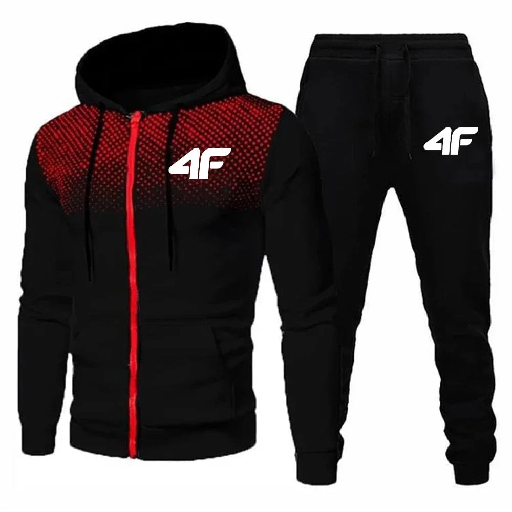 Autumn/Winter Men's sportswear Jogging casual outdoor fitness two-piece stylish zipper jacket + running pants suit