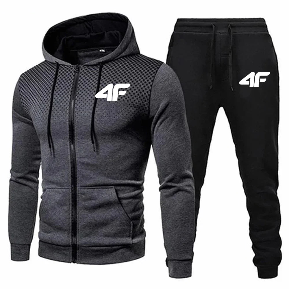 Autumn/Winter Men's sportswear Jogging casual outdoor fitness two-piece stylish zipper jacket + running pants suit
