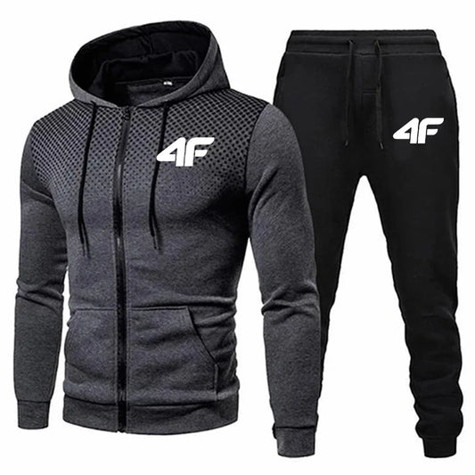 Autumn/Winter Men's sportswear Jogging casual outdoor fitness two-piece stylish zipper jacket + running pants suit