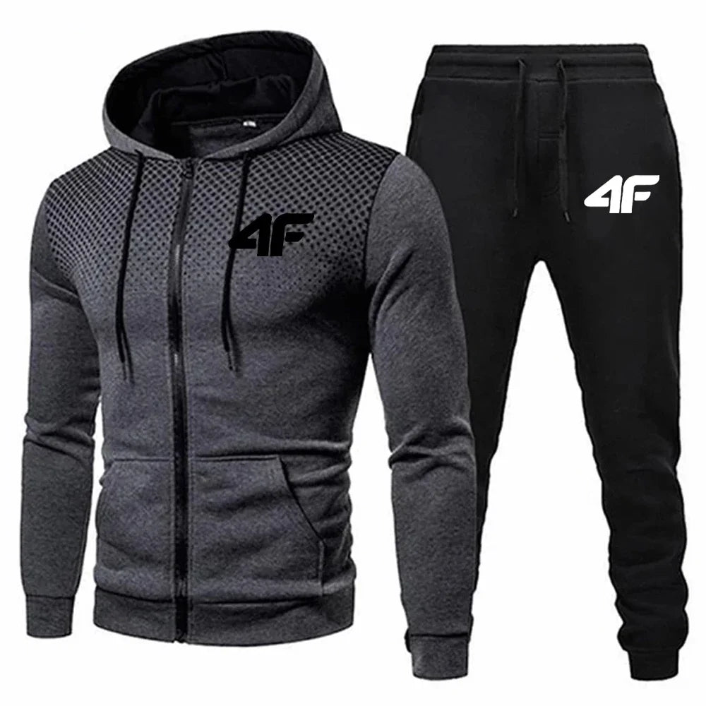 Autumn/Winter Men's sportswear Jogging casual outdoor fitness two-piece stylish zipper jacket + running pants suit